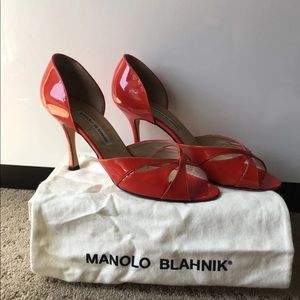 Manolo Blahnik Red Patent Heels (3.5")
